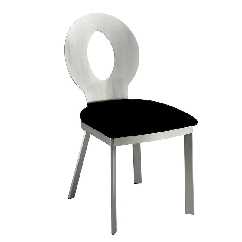Zaia Zeitgenössisches 5-teiliges rundes Esszimmerset aus silbernem Stahl von Furniture of America