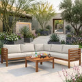 Polibi Acacia Eck-Outdoor-Sofa-Set mit passendem Couchtisch