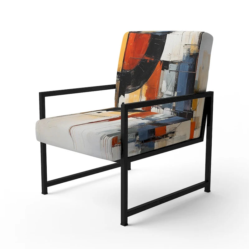 Designart Colorful Mid Century Abstract Fusion I Polsterter Mid-Century Akzentsessel und Mid-Century Modern Sessel