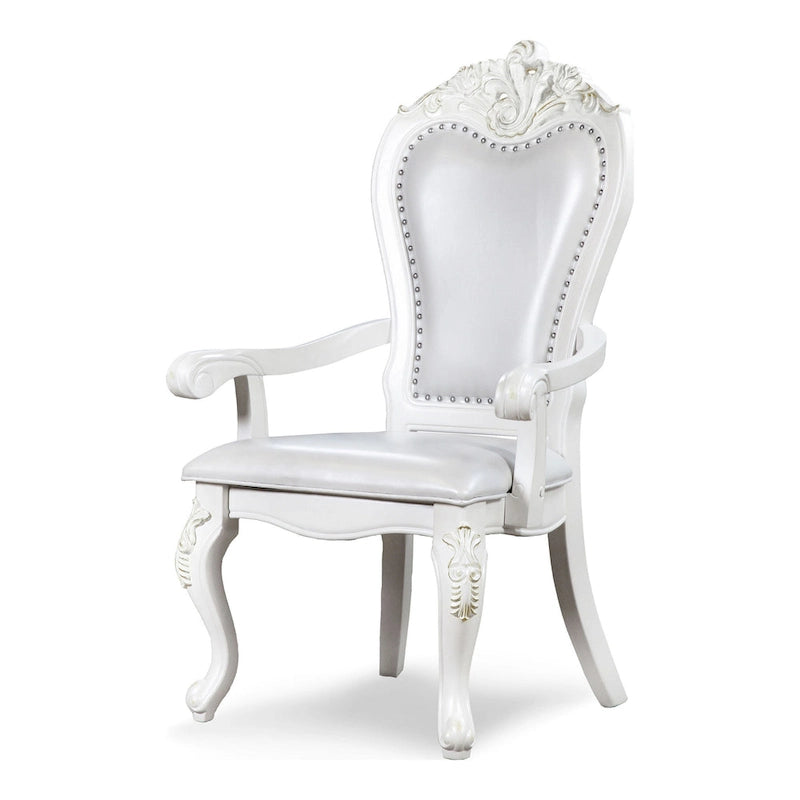 Furniture of America Eugene Traditionelle Esszimmer-Armstühle aus Massivholz mit Ziernagelbesatz und Cabriole-Beinen (2er-Set)