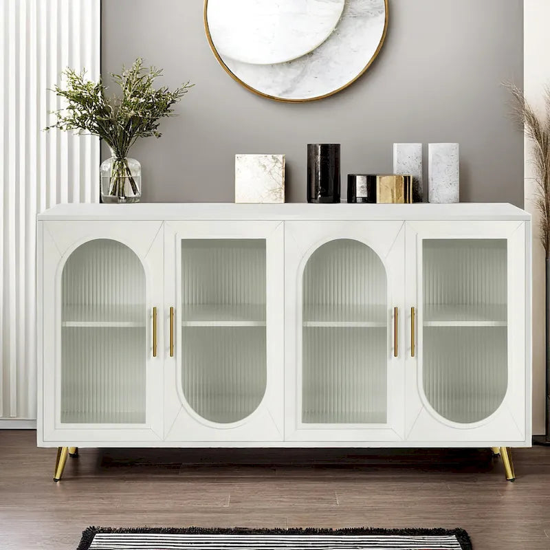 TV-Ständer für 65+ Zoll Fernseher, TV-Schrank aus Holz mit Stauraum & verstellbaren Regalen, Medienkonsole für Wohnzimmer Schlafzimmer