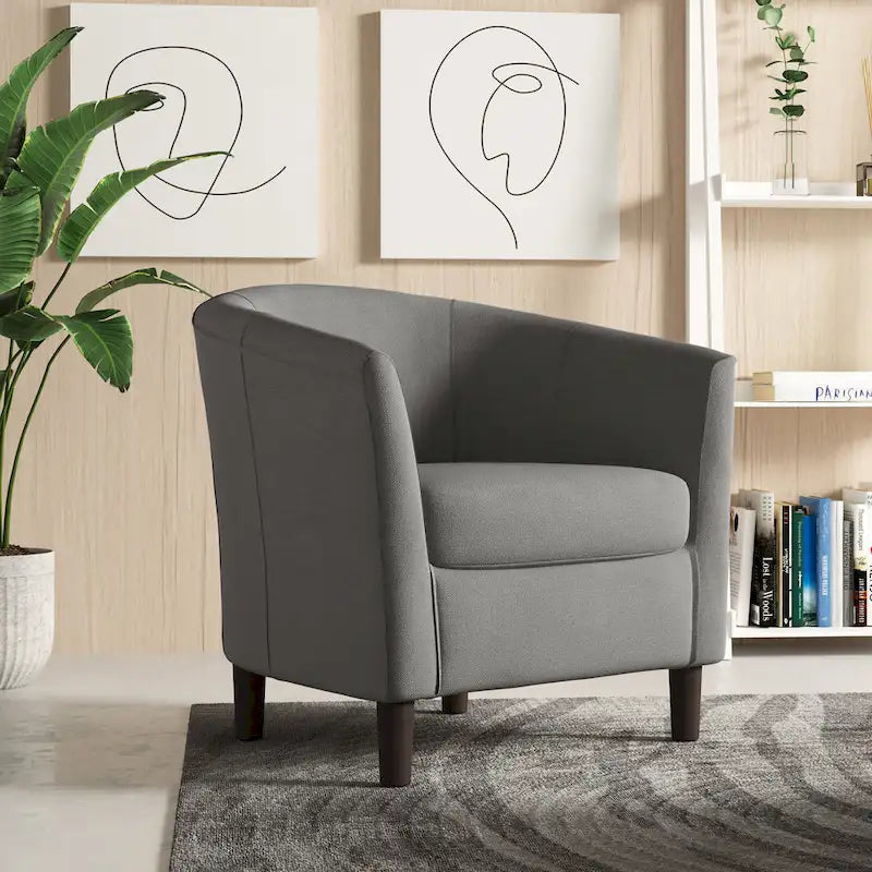 Moderner Loungesessel in Fassform, gemütlicher Armlehnstuhl, Clubsessel