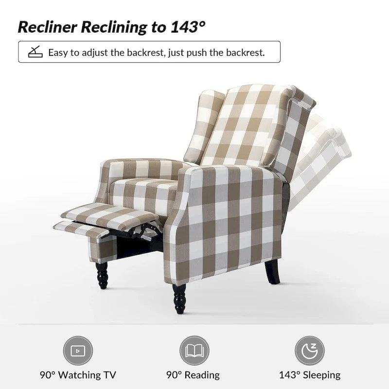 Manueller Mid-Century-Modern-Relaxsessel mit Rückstellfunktion und Ohrensesseldesign