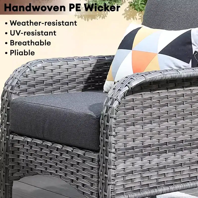 HOMLUX 2er-Set Terrassenstühle aus Korbgeflecht, wetterfeste Rattanstühle mit hoher Rückenlehne für den Außenbereich