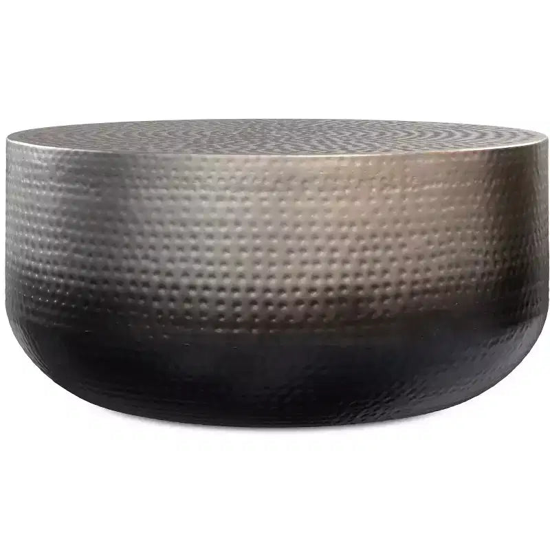Kacy 36 Zoll breiter, moderner Couchtisch aus Metall in Silber-Ombré, montiert