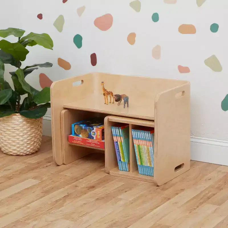 ECR4Kids Premium-Gebogenes-Holz-Mehrzwecktisch- und Stuhlset, Kindermöbel, Natur, 3-teilig