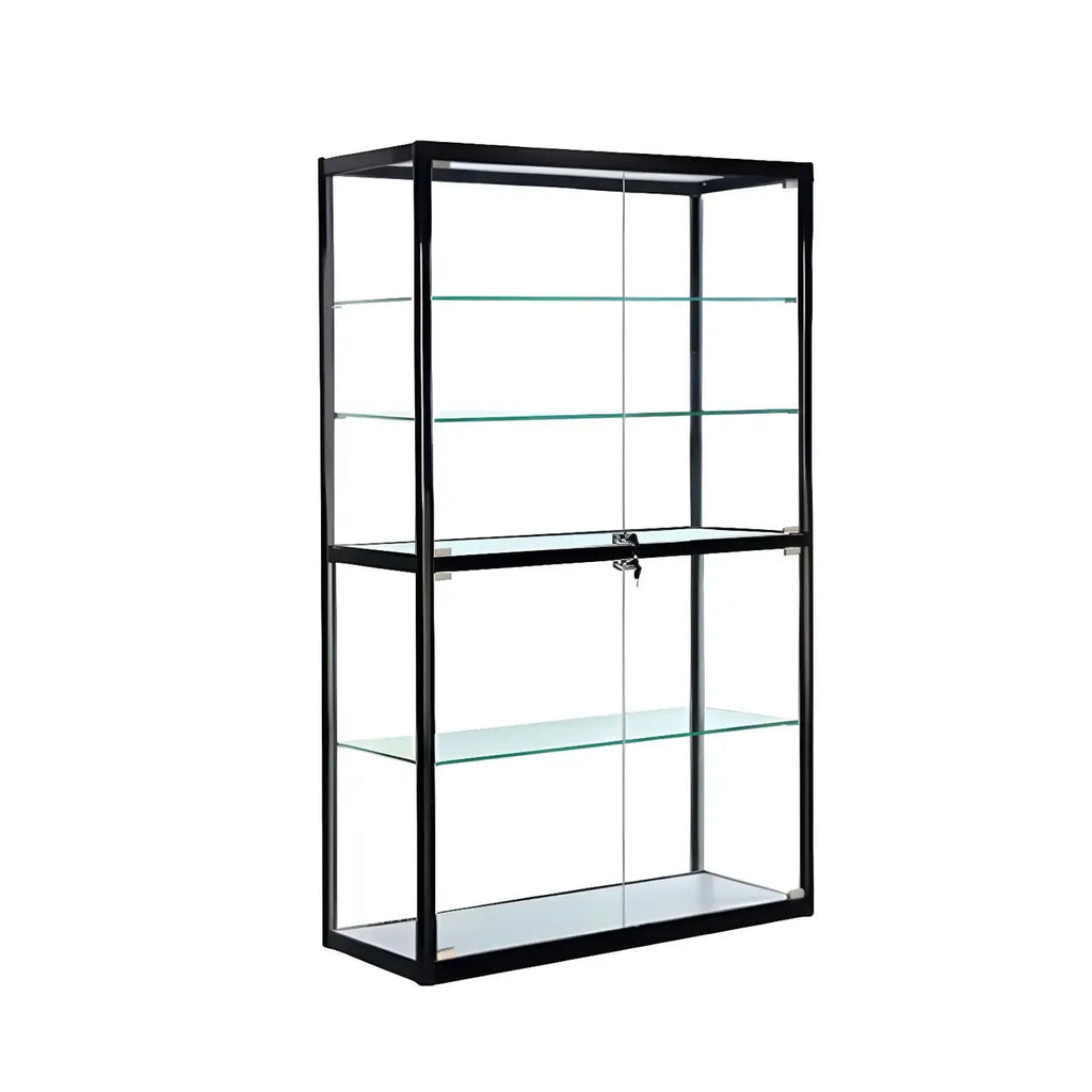 Zeitgenössische rechteckige Vitrine aus schwarzem Glas