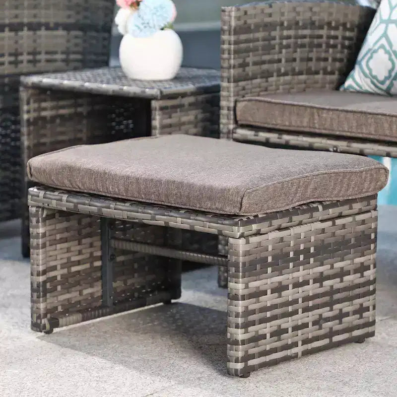 Sunsitt 5-teiliges Outdoor-Lounge-Set mit Sesseln, Hockern und Couchtisch, weiß