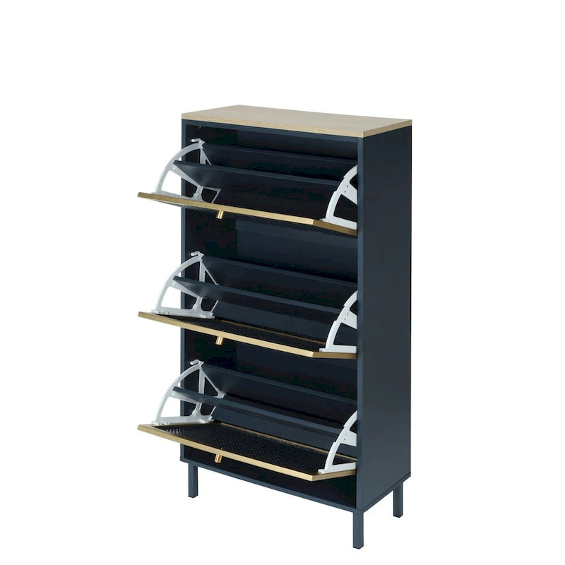 Freistehender Schuhschrank mit 3 Metalltüren