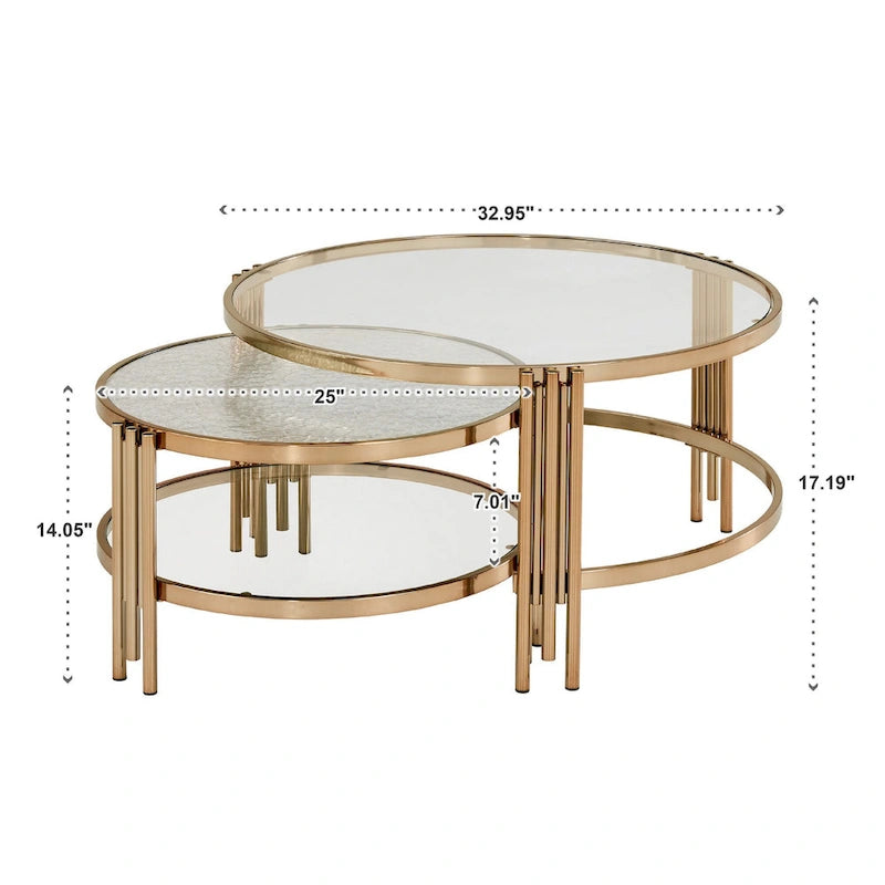 Bruges Couchtisch mit Strukturglas, champagnergoldenes Finish, mit Ablage von iNSPIRE Q Bold