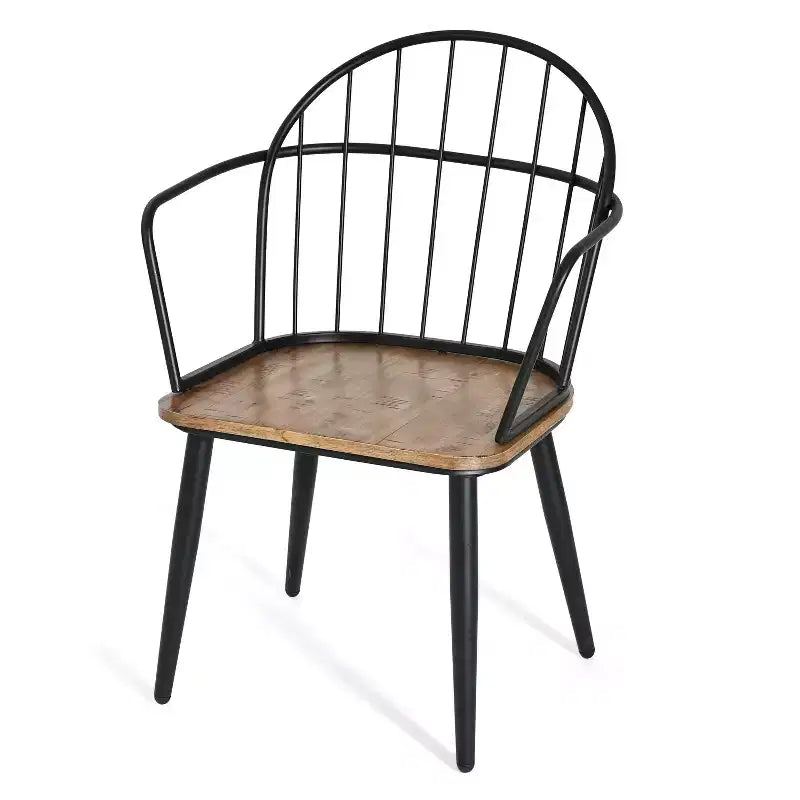 5-teiliges Esstisch-Set mit 4 Essstühlen und rundem/eckigem Tisch, Schwarz+Natur/Walnuss-ModernLuxe