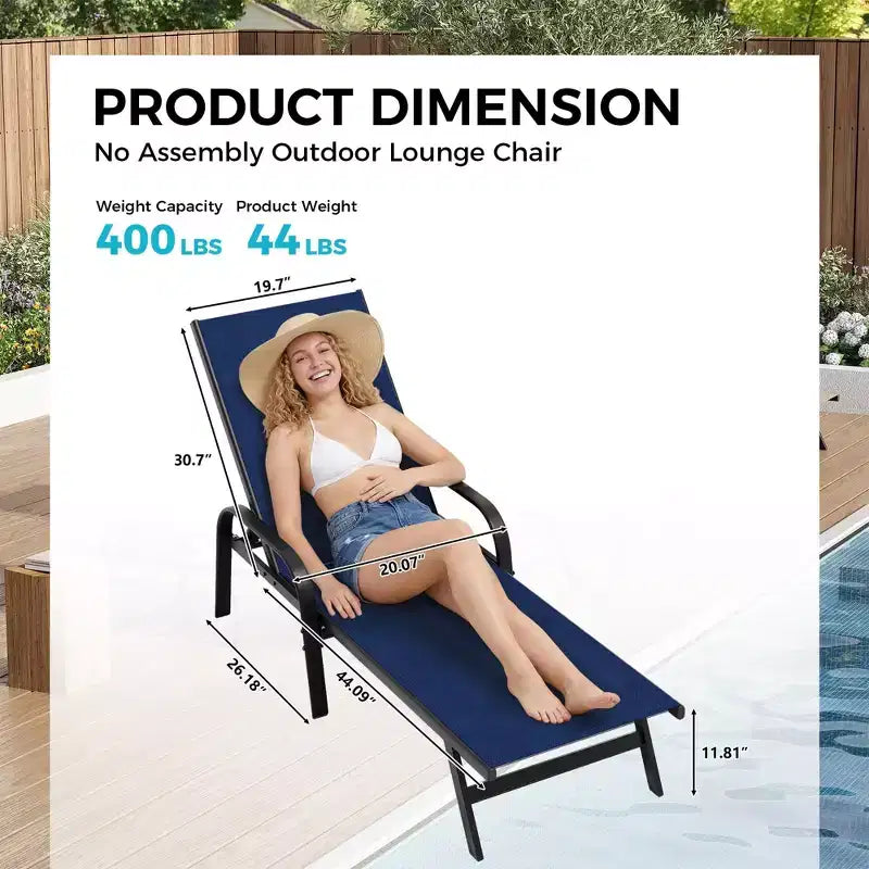 Set aus 2 Outdoor-Terrassenliegen, 5-fach verstellbare Liegestühle mit Textilene-Gewebe, Pool-Liegen für Garten & Balkon