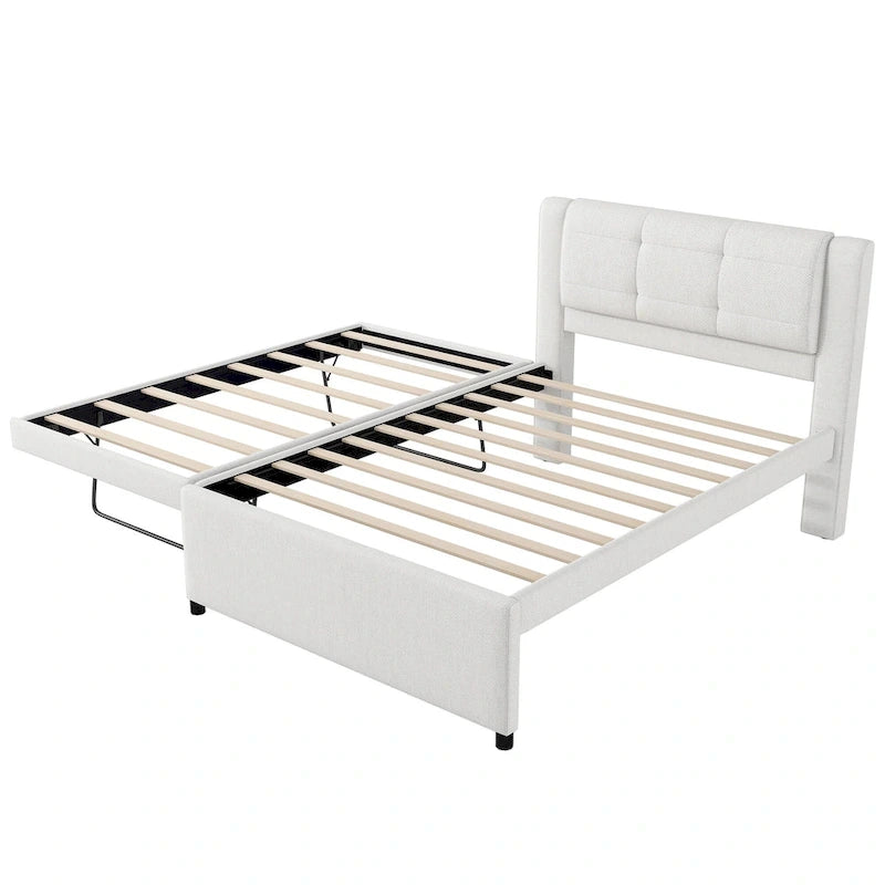 Merax Full-Size-Polster-Plattformbett mit Ausziehbett