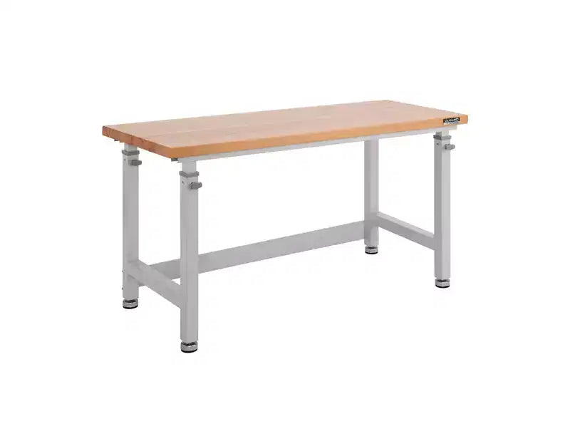 Robuster, höhenverstellbarer Werktisch 60 mit Holzplatte