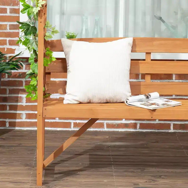 Outsunny Gartenbank mit Pergola-Bogen und 2 Rankgittern, 3-Sitzer Gartenbank aus Holz für Kletterpflanzen und Weinreben