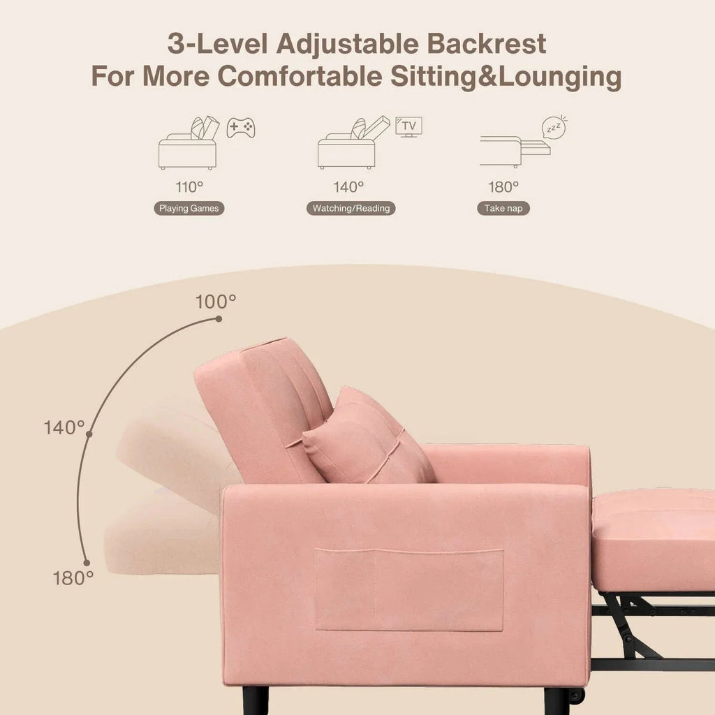 3-in-1 verstellbares Schlafsofa, ausziehbares Sesselsofa, umwandelbares Klappbett für das Wohnzimmer