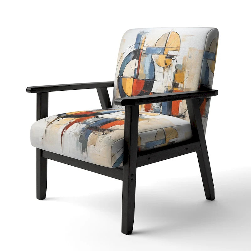 Designart Colorful Mid Century Abstract Fusion I Polsterter Mid-Century Akzentsessel und Mid-Century Modern Sessel