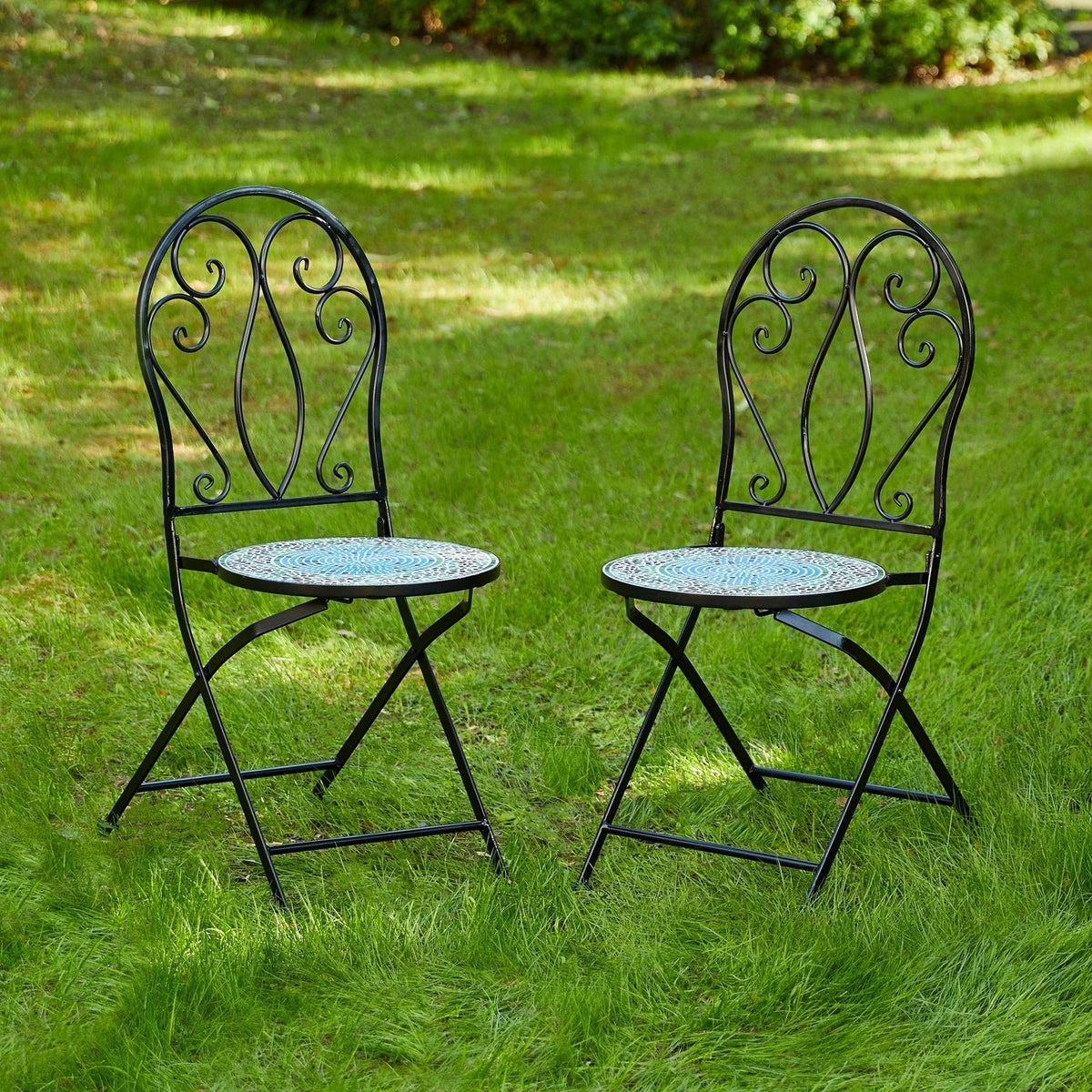Glitzhome Klappbares Bistro-Set aus Metall für den Außenbereich, 3-teilig, Terrassentisch und Stühle