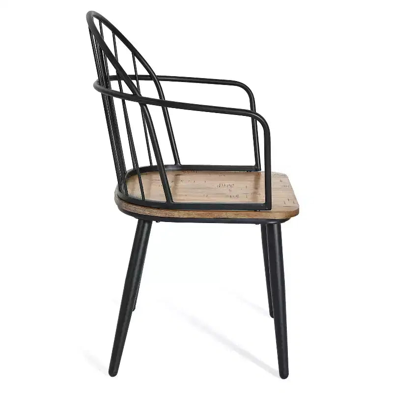 5-teiliges Esstisch-Set mit 4 Essstühlen und rundem/eckigem Tisch, Schwarz+Natur/Walnuss-ModernLuxe