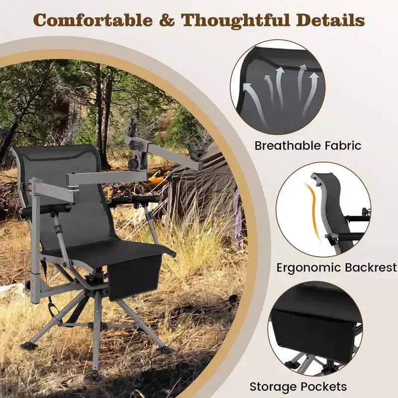 Costway Tragbarer Jagdstuhl mit 360° schwenkbaren, verstellbaren Beinen & Armlehnenhalterung