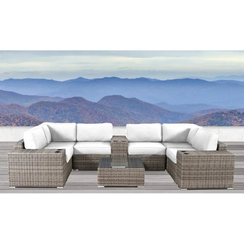 LSI Antibes 12-teiliges Lounge-Set aus grauem Flechtwerk und Aluminium