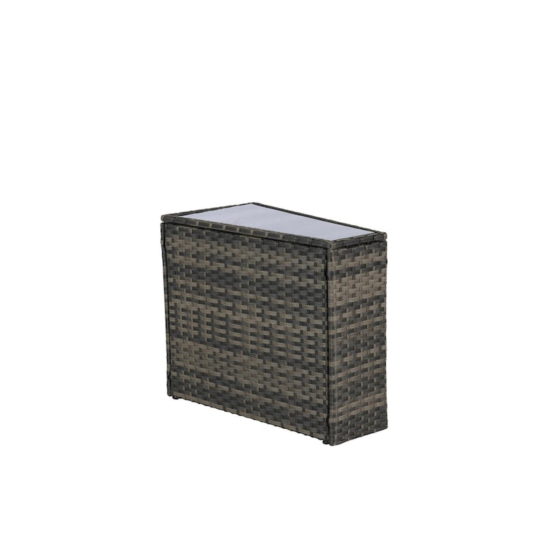 11-teiliges modulares Outdoor-Sofa-Set mit halbrunden Elementen, Couchtisch aus gehärtetem Glas und 4 Beistelltischen