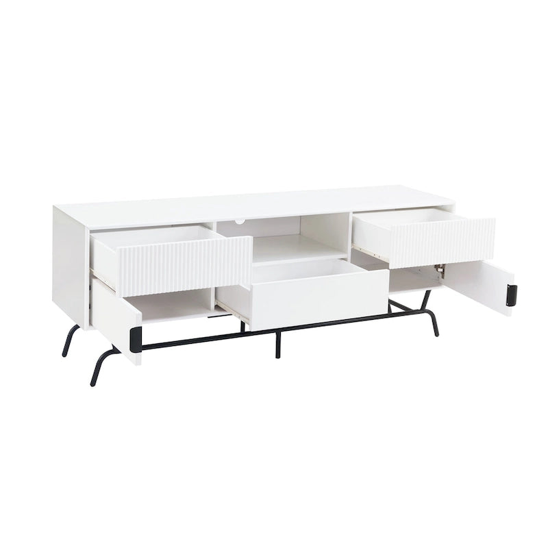 DH BASIC Modern 60-Zoll-TV-Lowboard mit 3 Schubladen und Kabeldurchführung von Denhour
