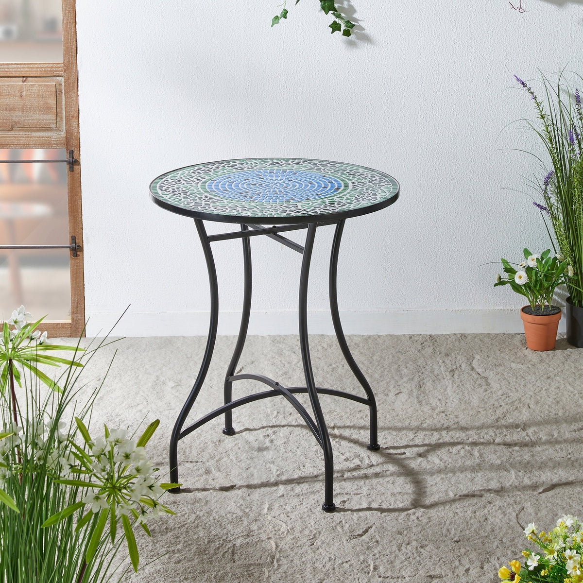 Glitzhome Klappbares Bistro-Set aus Metall für den Außenbereich, 3-teilig, Terrassentisch und Stühle