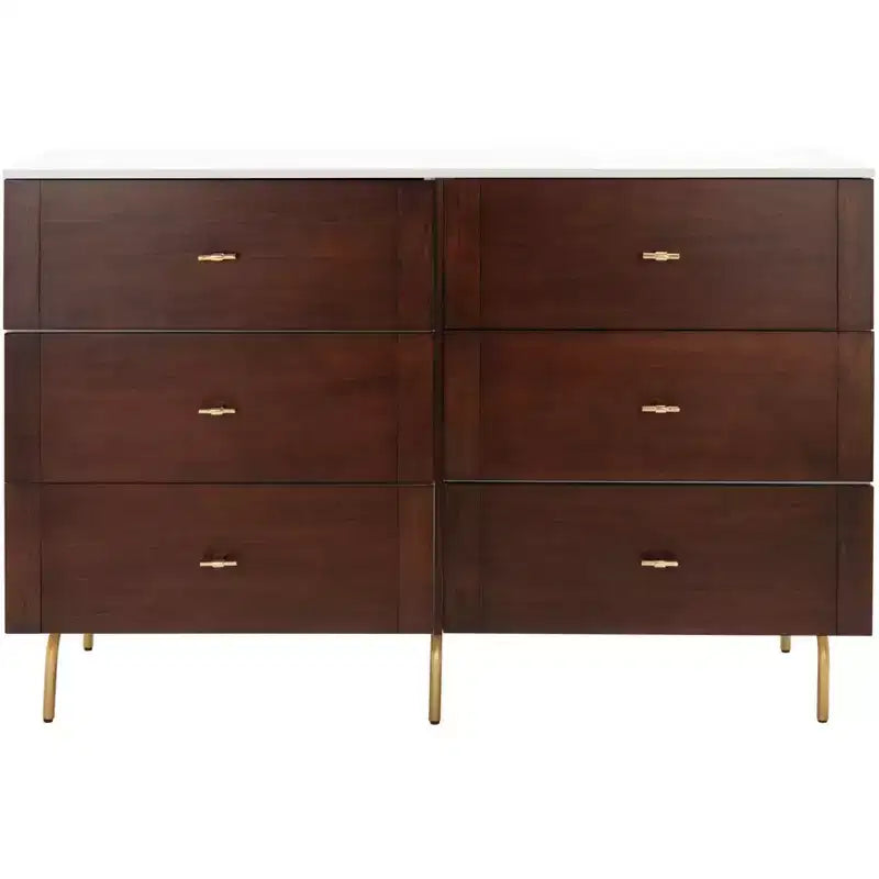 Genevieve 6-Schubladen-Kommode - DRS5002 - Nussbaum/Weiß - Safavieh