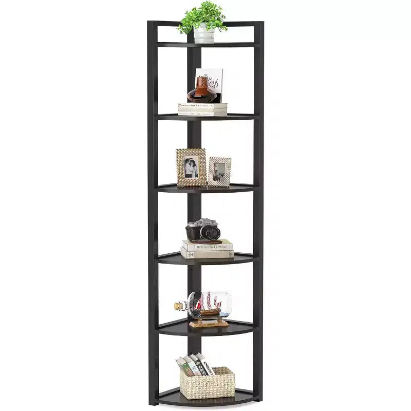 Tribesigns Eckbücherregal mit 6 Ebenen, 180 cm hohes Bücherregal mit Stauraumregal