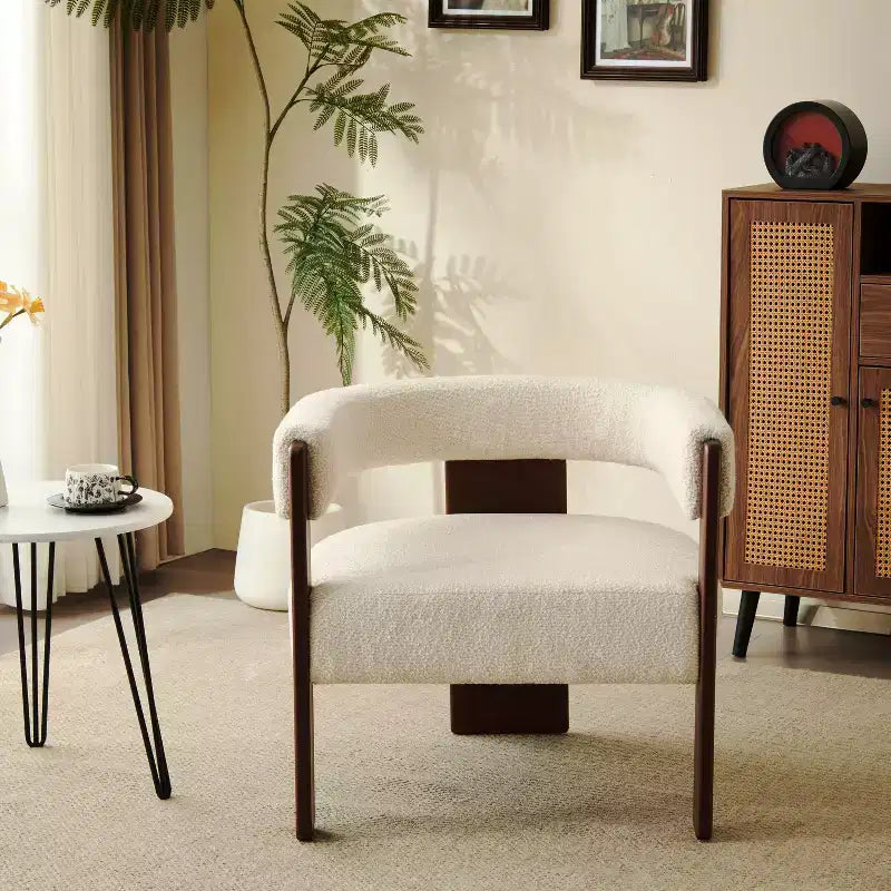 Christopher Knight Home Noah moderner Akzent-Sessel mit Polsterung und Gestell aus Kautschukholz