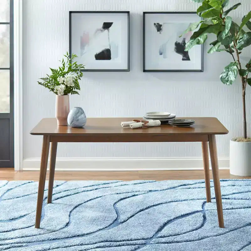 Lifestorey 5-teiliges Newington Esstisch-Set im Mid-Century-Modern-Stil, rechteckig, Nussbaum/Mokka