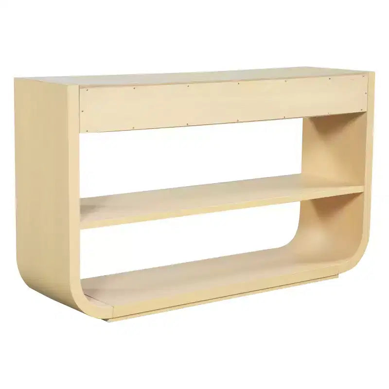 ModernLuxe geschwungener Konsolentisch, Flurtisch, Sofabeistelltisch, Präsentationsständer, Akzenttisch mit 3 Soft-Close-Schubladen & 2 offenen Ablagen