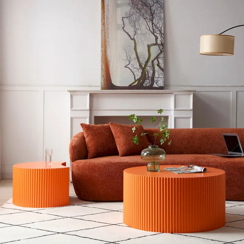 Modernes, glamouröses rundes Satztisch-Set für das Wohnzimmer (2-tlg.), nicht montiert