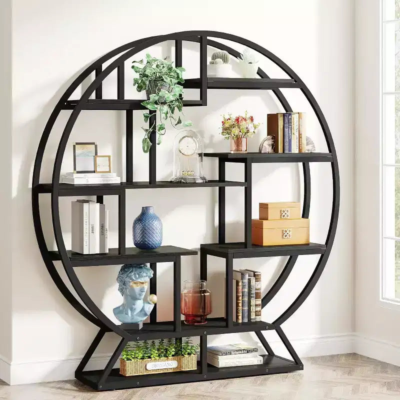 Tribesigns Bücherregal, 157,9 cm, rundes Etagere-Bücherregal