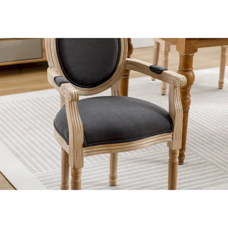 Gepolsterter Esszimmer-Armlehnstuhl aus Stoff, 2er-Set