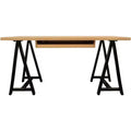 HomeRoots 60 Zoll Executive-Schreibtisch aus massivem Holz und Metall in Natur und Schwarz mit Gestellbeinen