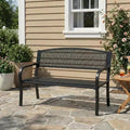Gartenbank aus Metall für 2 Personen, Stahlbank mit geometrischer Rückenlehne für Terrasse, Garten und Veranda