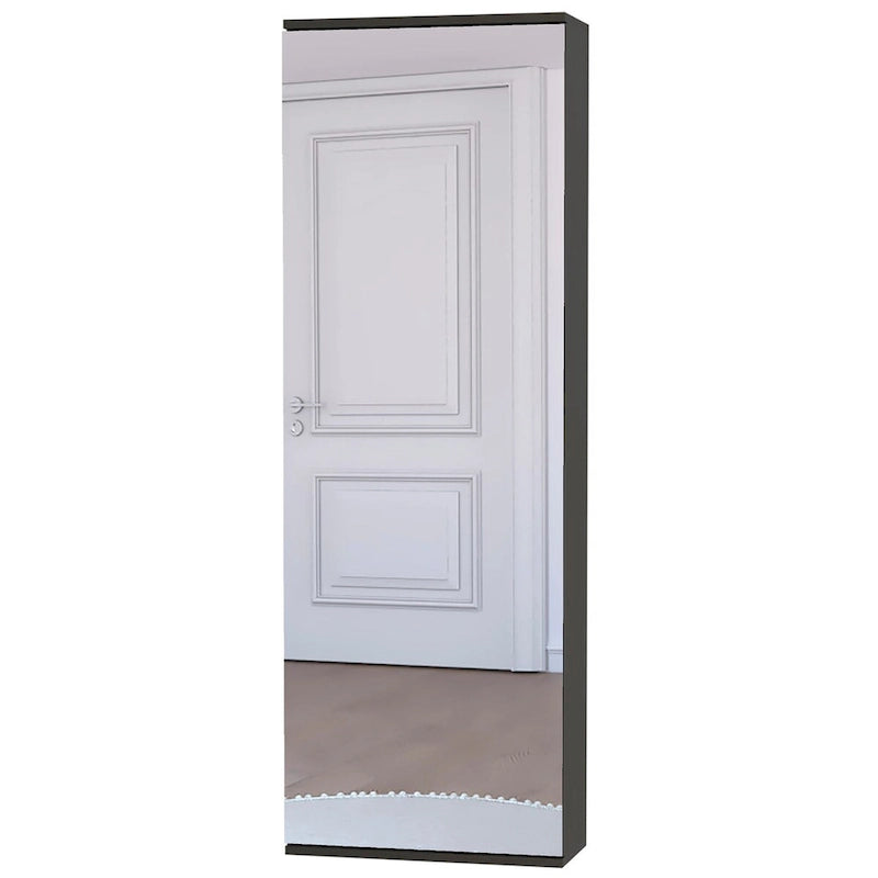 Wandmontierter Schuhschrank mit Spiegel Chimg, Einzeltür, Schwarz Wenge-Finish