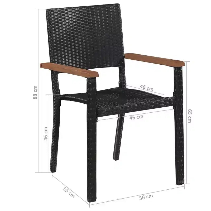 vidaXL Terrassenstühle 2 Stück Poly Rattan Schwarz