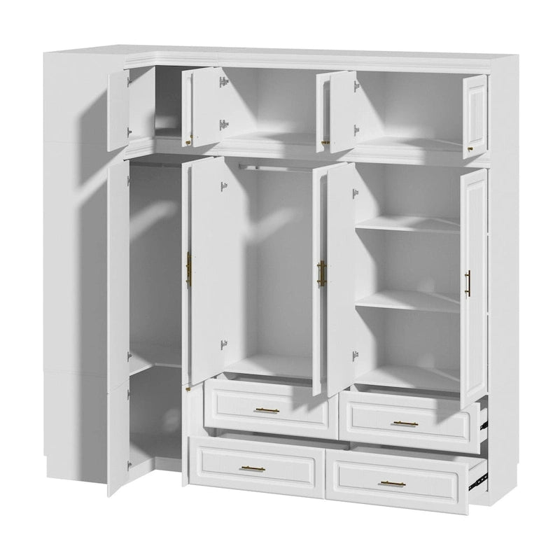 Kleiderschrank-Organizer, Kleiderschränke mit Hängestange und 4 Schubladen, großer Stauraum