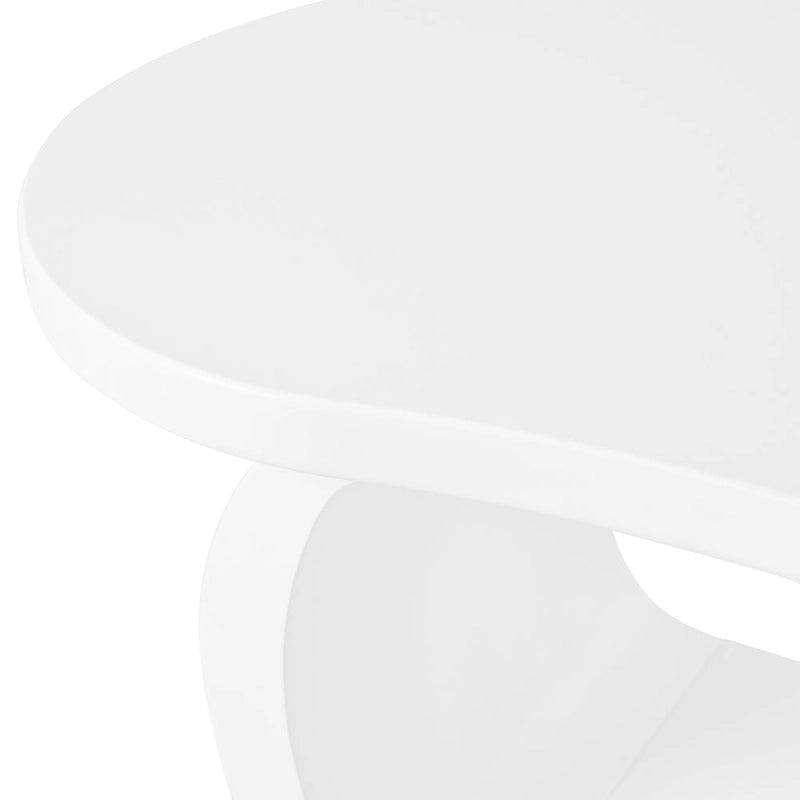 Moderner Cloud-Couchtisch mit 1,5 Zoll dicker Tischplatte, cremefarbener, unregelmäßig geformter Beistelltisch mit geschwungenen Beinen, einzigartiger Design-Akzenttisch