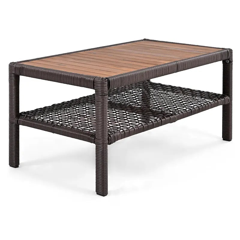 4-teiliges Outdoor-Rattangarniture-Set mit Drehstühlen und Couchtisch