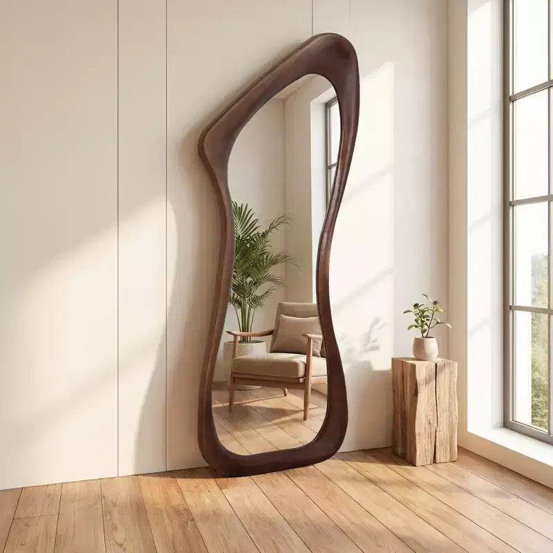 Dovelina 71H*31W Asymmetrischer Ganzkörperspiegel, dekorativer Anlehnspiegel, moderner Badezimmerspiegel für Wohnzimmer, Esszimmer, Flur und Schlafzimmer