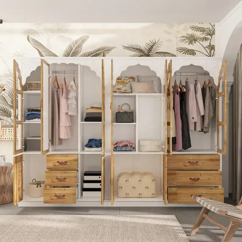 Vintage-inspiriertes zweiteiliges Kleiderschrank-Set mit Metallakzenten