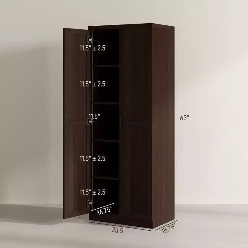 63 cm großer 2-türiger Küchenschrank, freistehender Aufbewahrungsschrank mit 5 Ablageebenen und 2 verstellbaren Einlegeböden für das Esszimmer