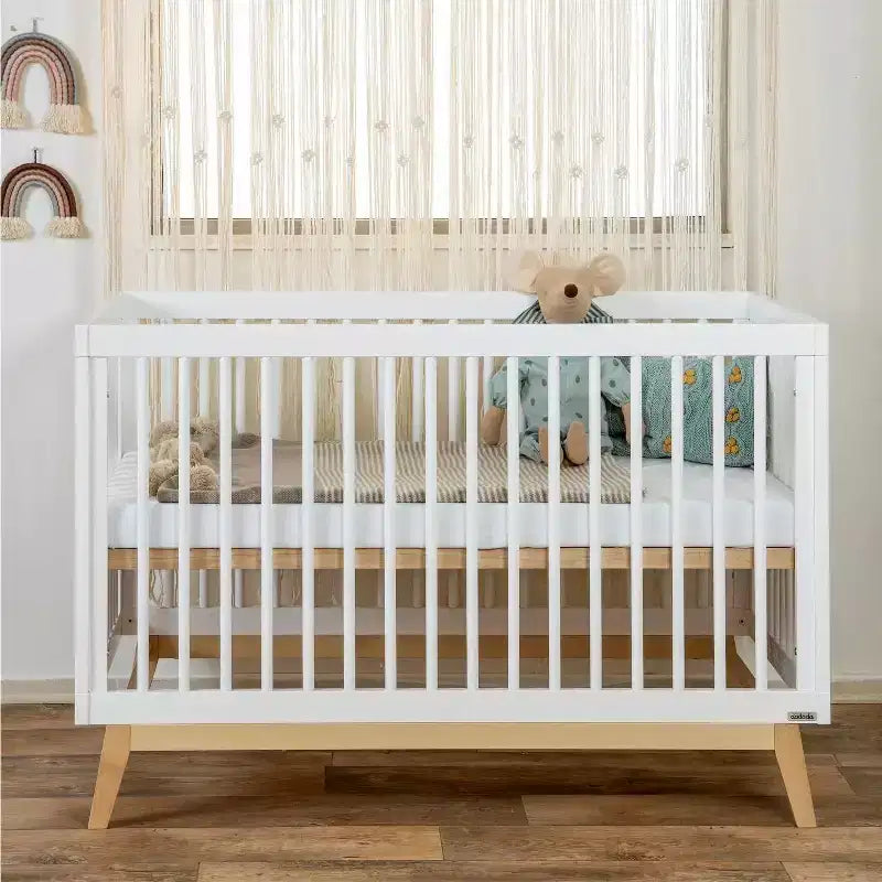 3-in-1 umwandelbares Kinderbett, massives europäisches Buchenholz, GREENGUARD Gold-zertifiziert, hergestellt in Italien