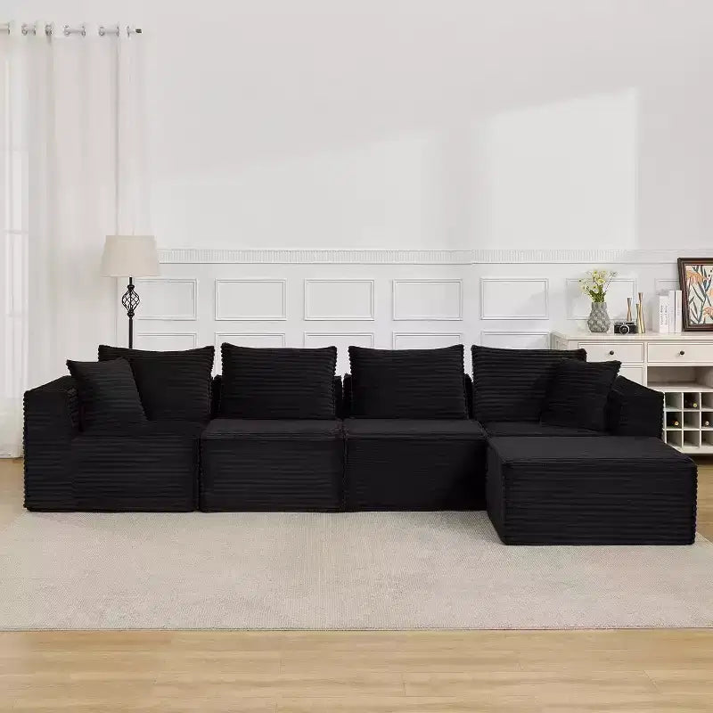 107/ 137 modulares Cloud-Sofa-Element, tiefes, rahmenloses Sofa, wandelbares, bequemes Bodensofa mit Hockern und Memory-Schaumstoff