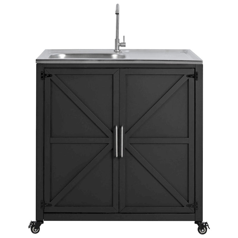 Mobile Outdoor-Spüle, modulare Terrassen-Spülstation mit Schrank