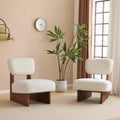 Set aus 2 modernen beigen Loungesesseln mit Polyesterbezug, stabilem Holzgestell, für verschiedene Räume